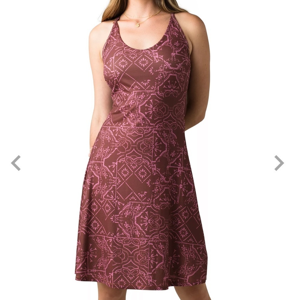 Prana Black-Grey Geometric Patterned Tank Dress